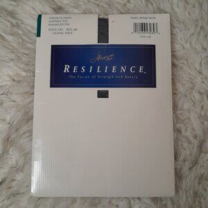 NWT Vintage Hanes Resilience Strong & Sheer Control Top Pantyhose Navy Size AB